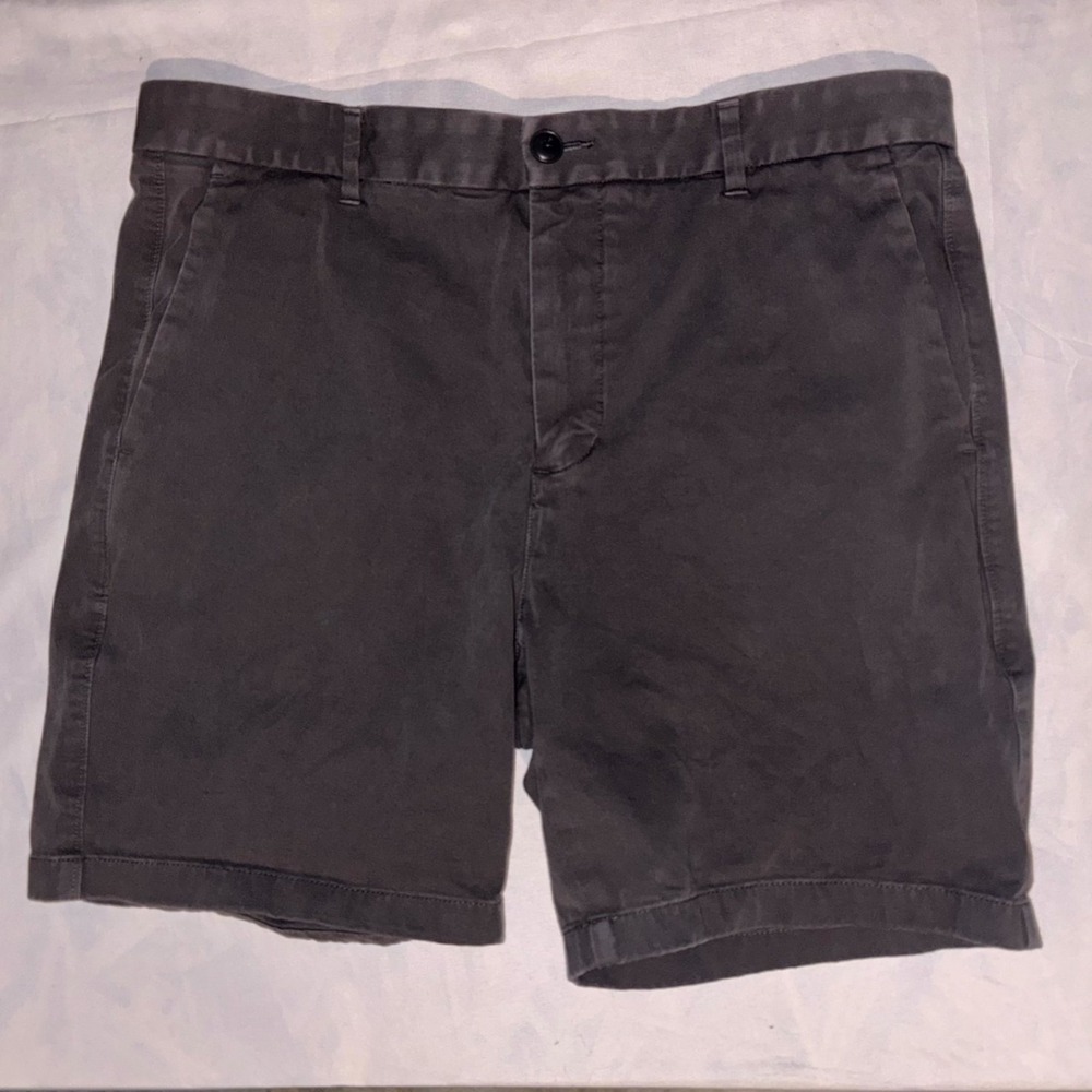 Everlane Chino Shorts Men 34 Gray Cotton Stretch Flat Front Mid Rise Resort Wear